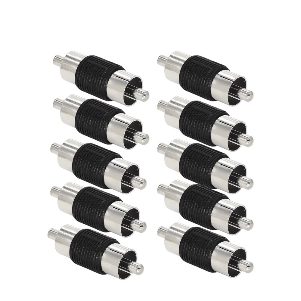 10 packs 10PCS RCA Coupler Connector Male to Male Audio AV Adapter Silver Black